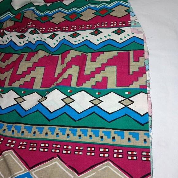 Joan Kessler For Concord Fabric Southwest Aztec Geometric Print Vintage 80s Pink - Picture 6 of 12